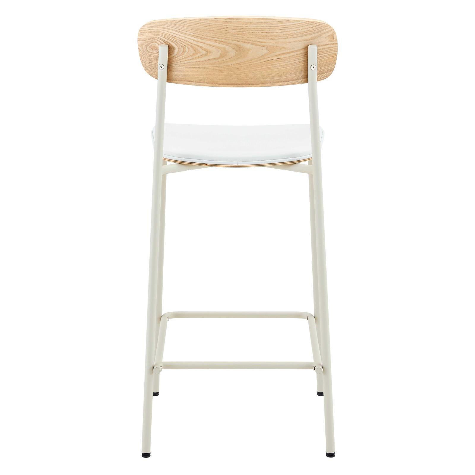 Chaises hautes effet cuir en bois et métal - Lot de 2