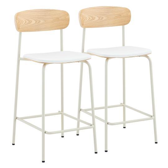 Chaises hautes effet cuir en bois et métal - Lot de 2 | Oviala