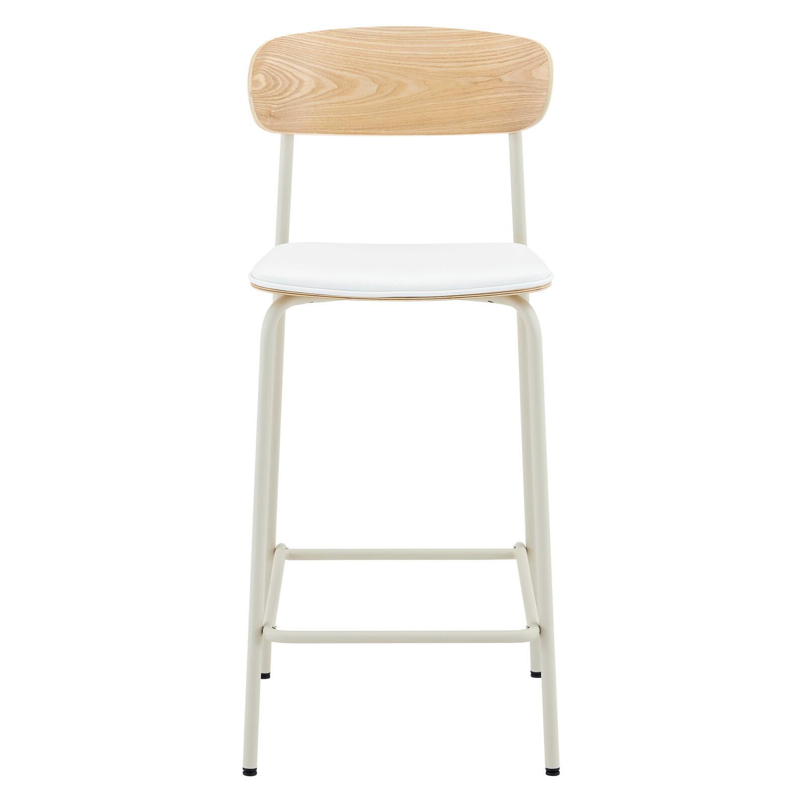 Chaises hautes effet cuir en bois et métal - Lot de 2