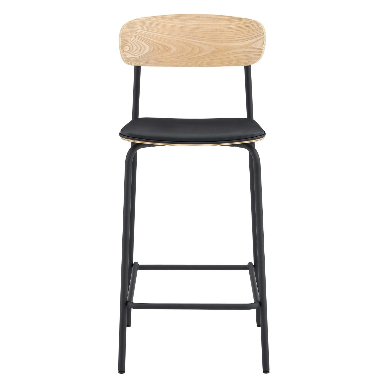 Chaises hautes effet cuir en bois et métal - Lot de 2