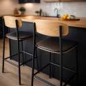 Chaises hautes effet cuir en bois et métal - Lot de 2