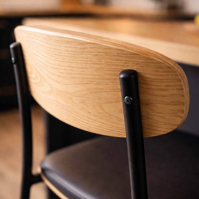 Chaises hautes effet cuir en bois et métal - Lot de 2 (3/7)