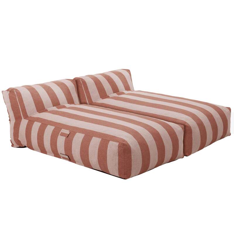 Salon de jardin modulable 2 places avec 2 méridiennes rayées