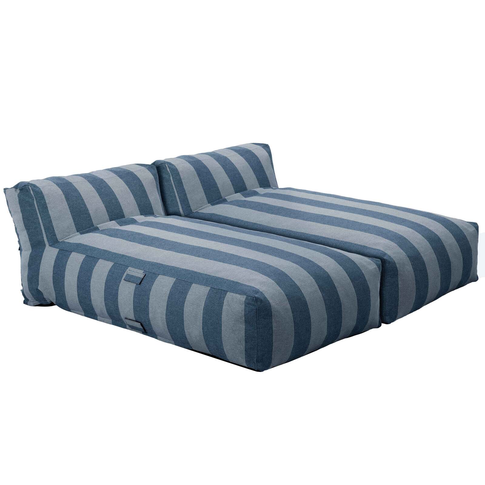 Salon de jardin modulable 2 places avec 2 méridiennes rayées