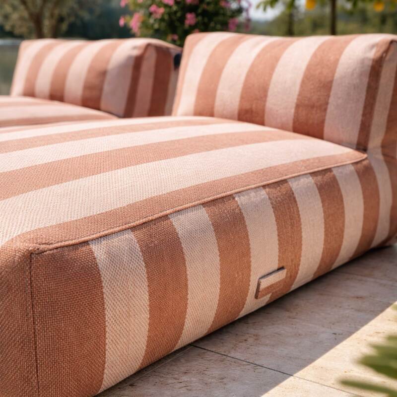 Salon de jardin modulable 2 places avec 2 méridiennes rayées (2/6)