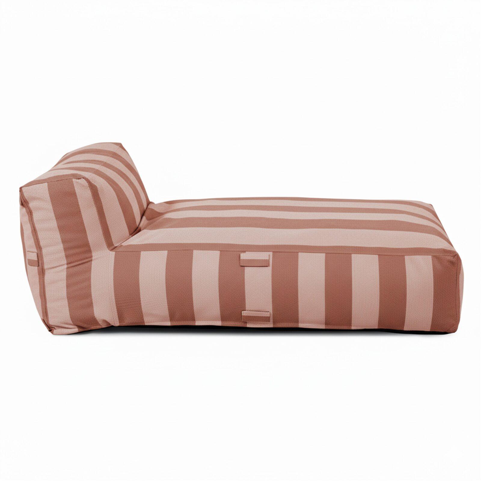 Salon de jardin modulable 2 places avec 2 méridiennes rayées