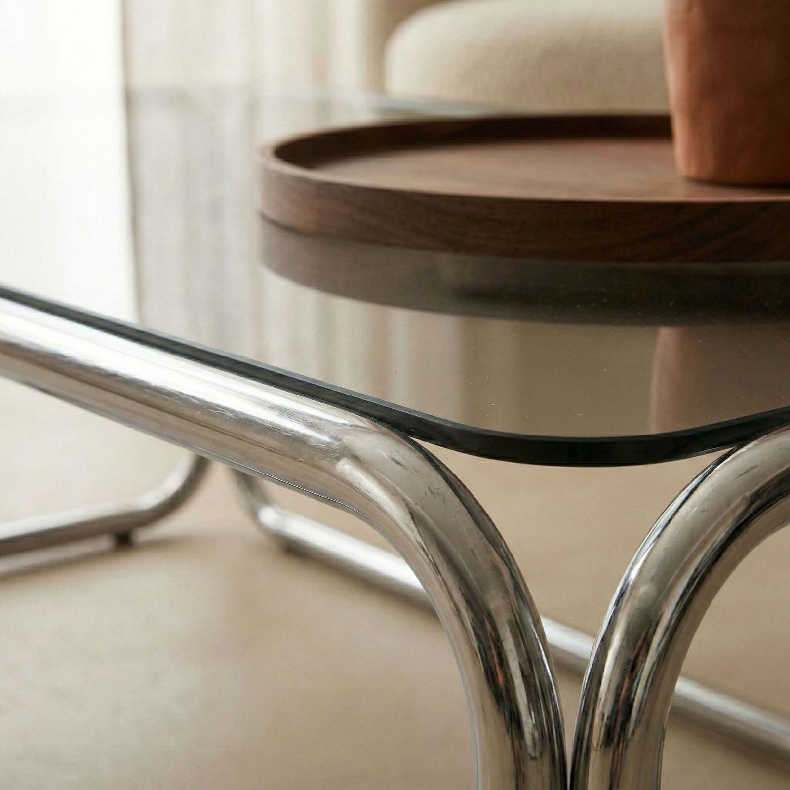 Table basse en verre trempé rectangulaire 110x50 cm 