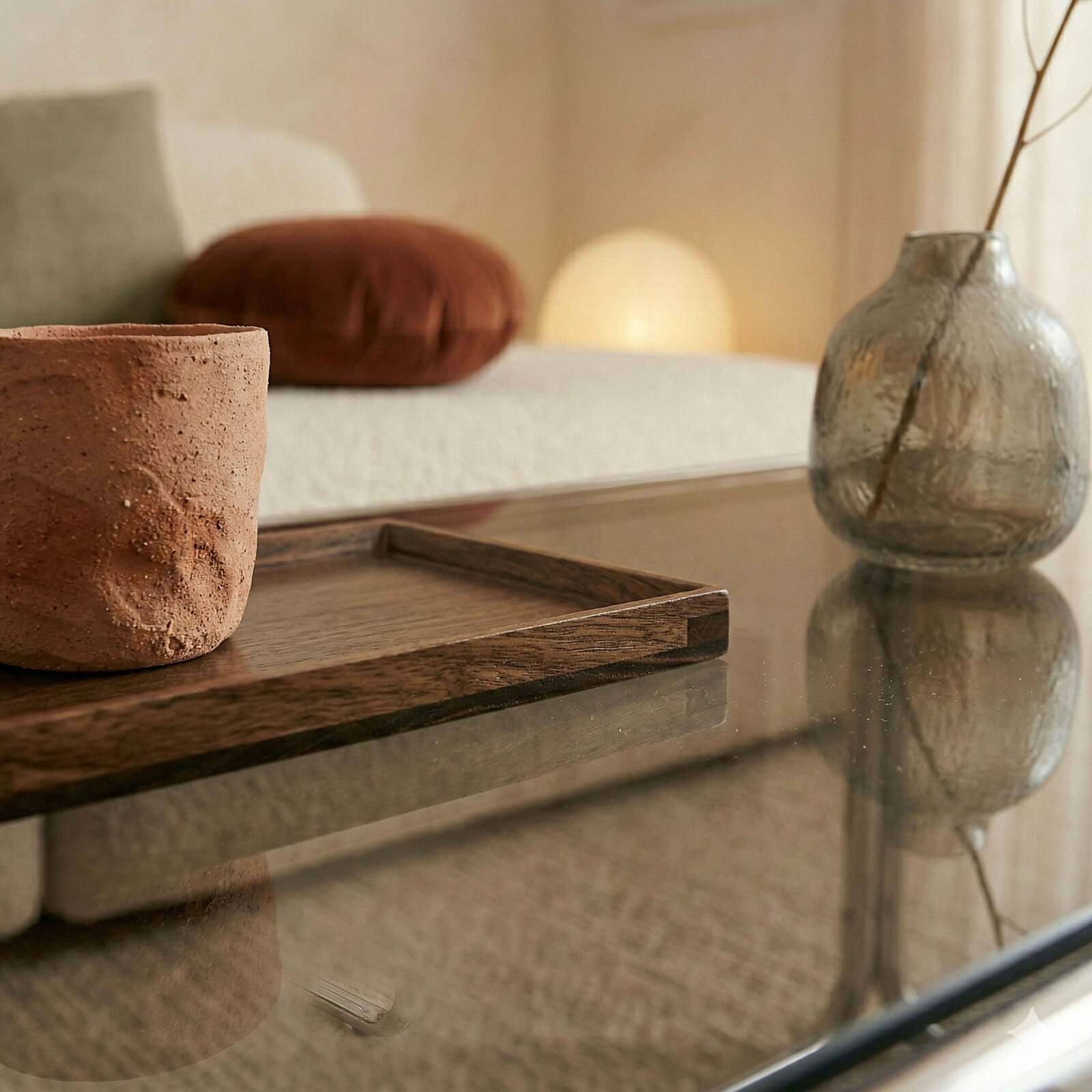 Table basse en verre trempé rectangulaire 110x50 cm 