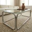 Table basse en verre trempé rectangulaire 110x50 cm 