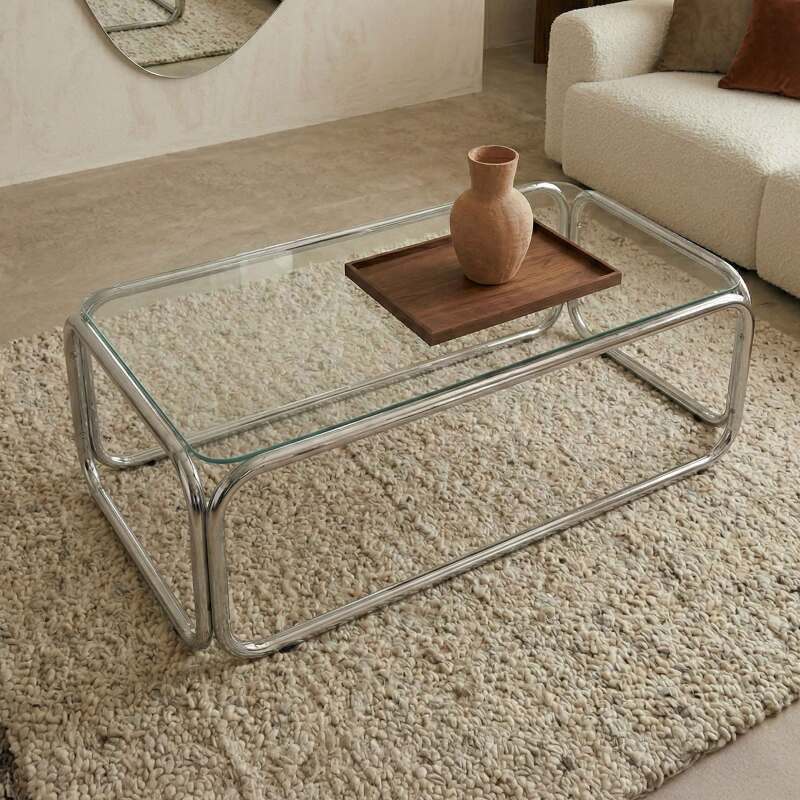 Table basse en verre trempé rectangulaire 110x50 cm  (2/8)