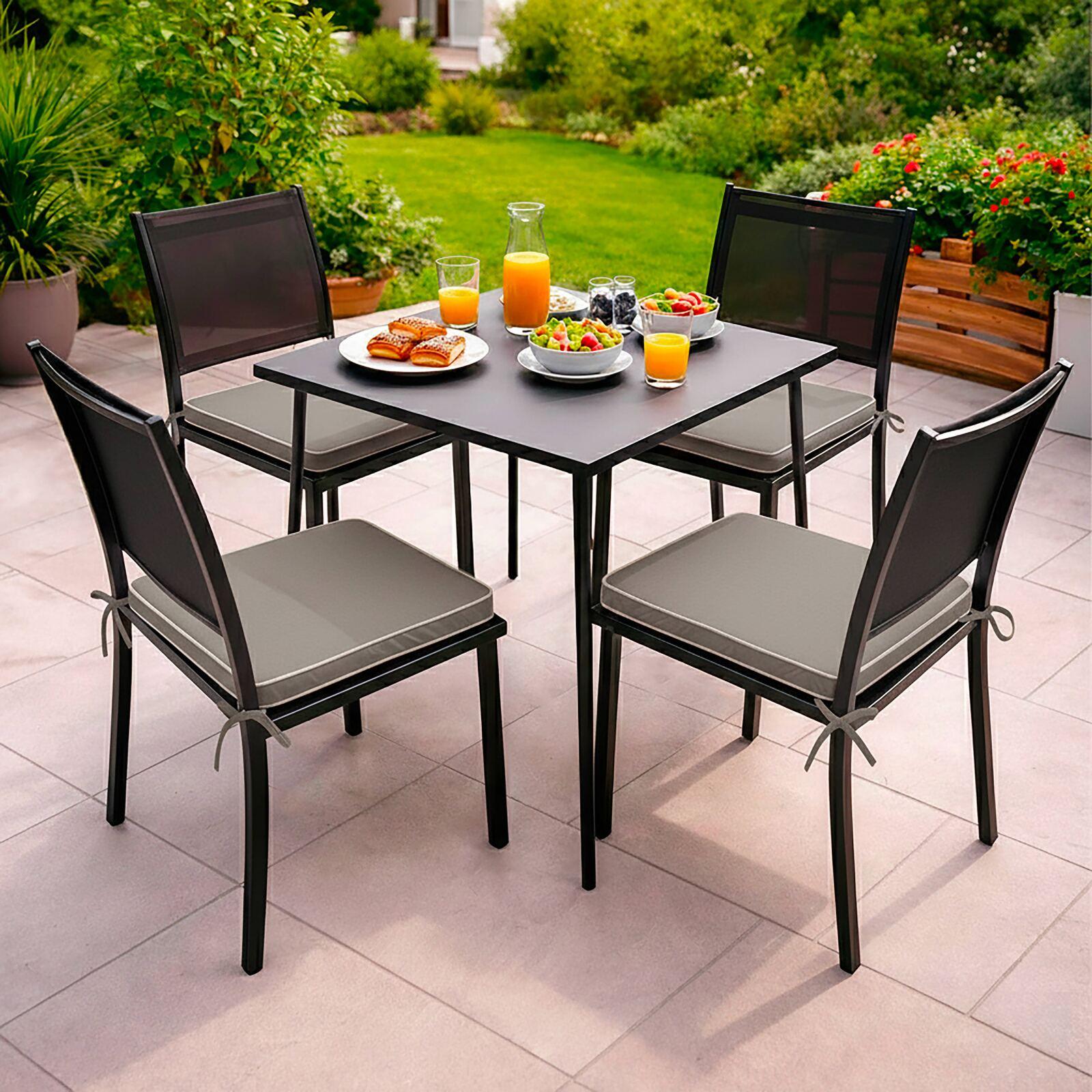 Lot de 4 galettes de chaise d'extérieur unies 40 x 40 cm