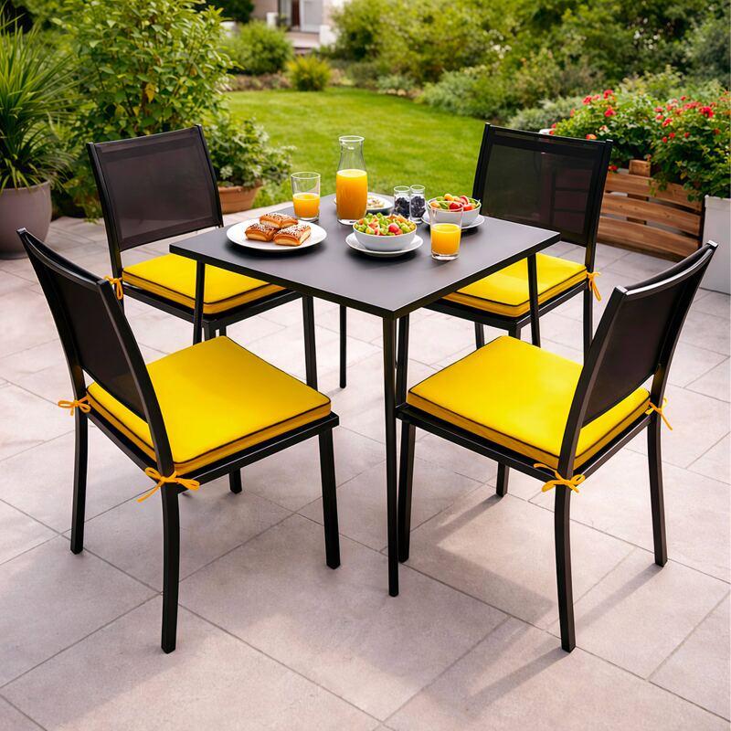 Lot de 4 galettes de chaise d'extérieur unies 40 x 40 cm (3/4)