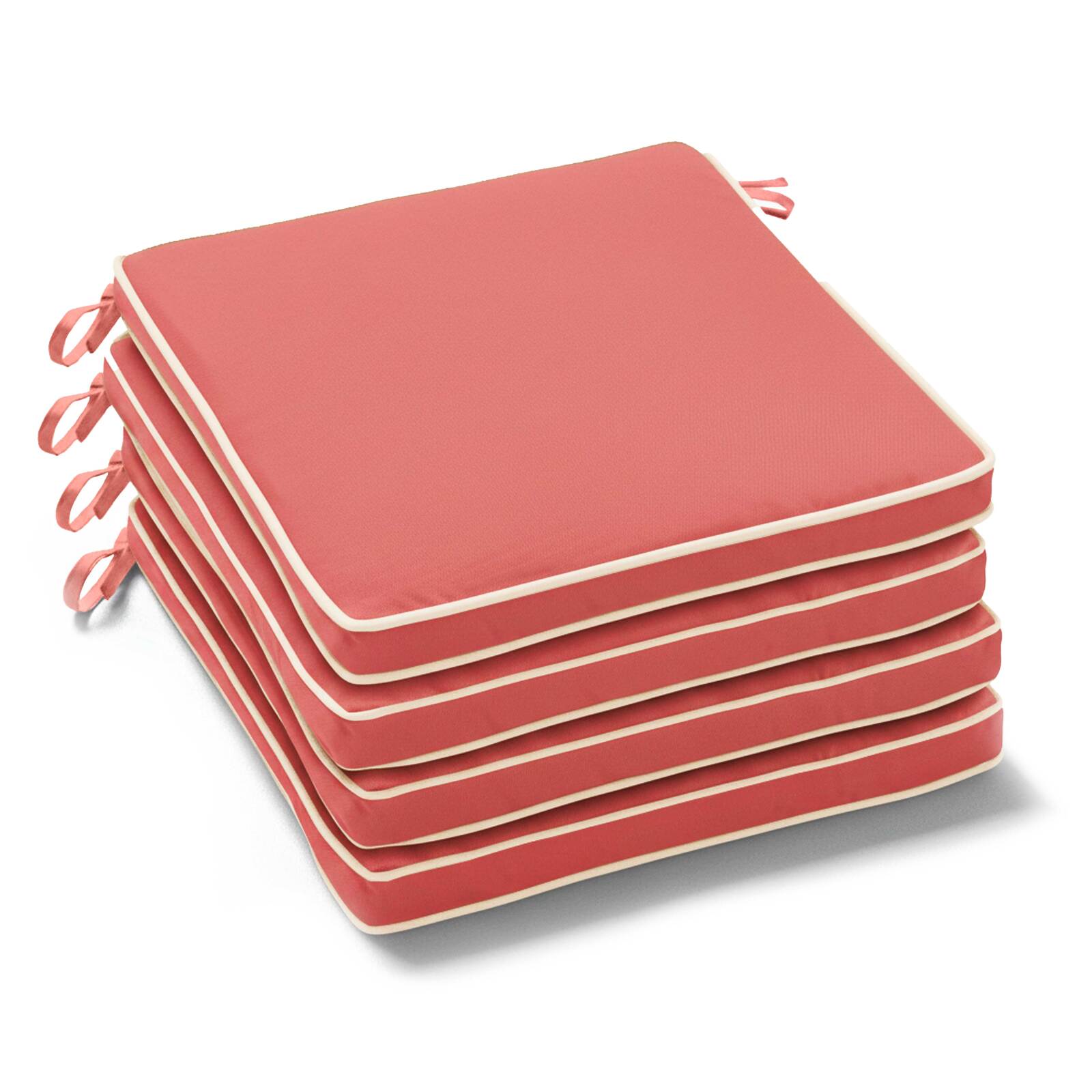 Lot de 4 galettes de chaise d'extérieur unies 40 x 40 cm
