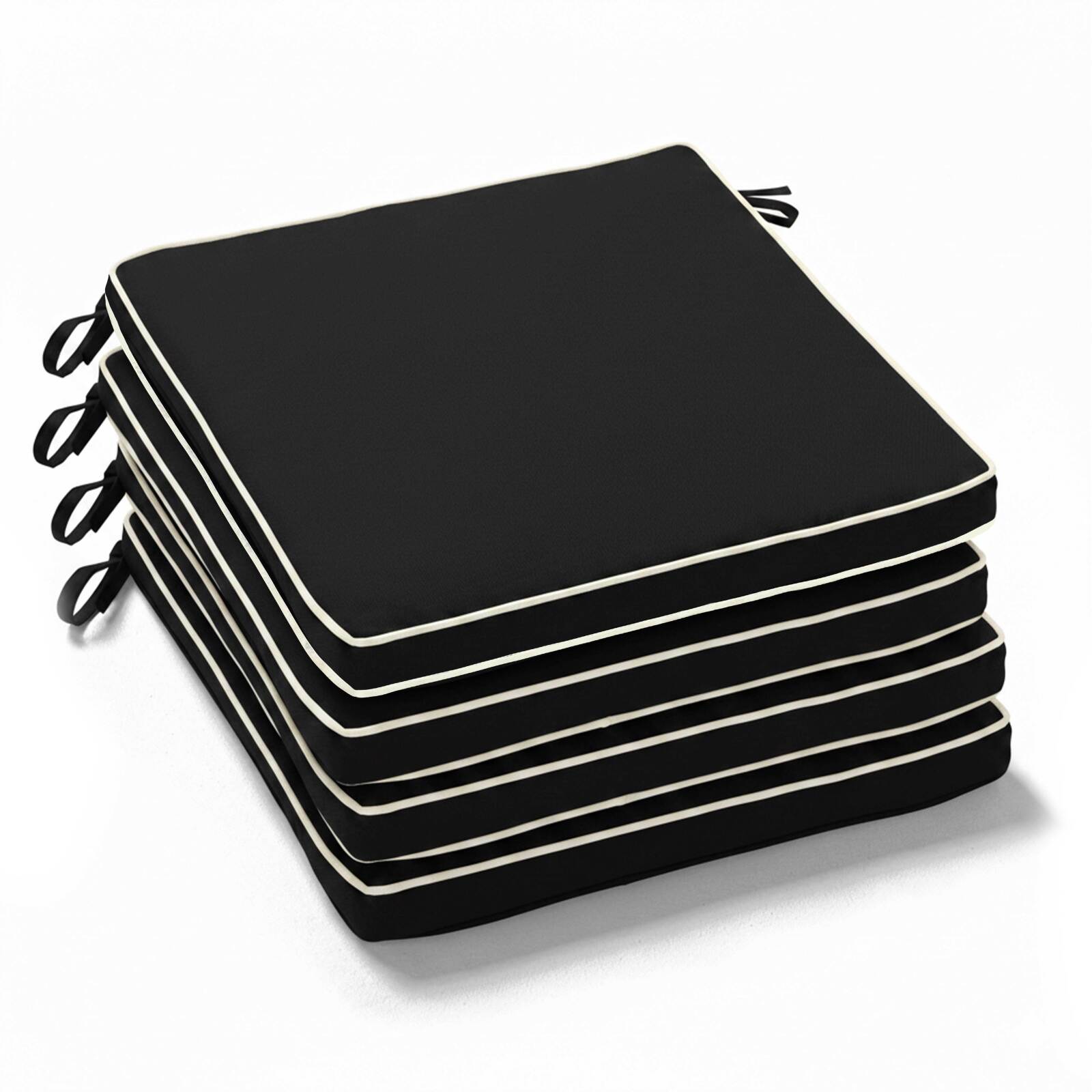 Lot de 4 galettes de chaise d'extérieur unies 40 x 40 cm