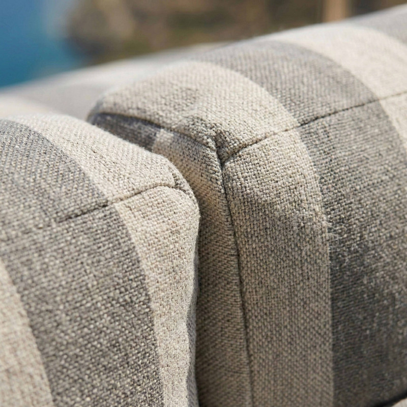 Salon de jardin modulable 2 places avec 2 chauffeuses rayées (3/7)