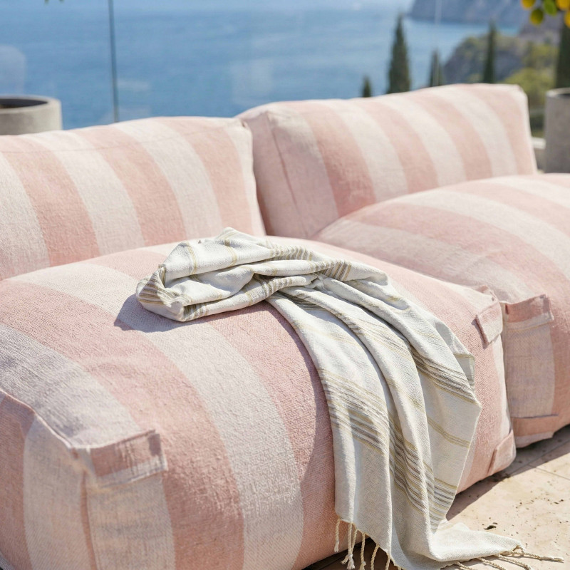 Salon de jardin modulable 2 places avec 2 chauffeuses rayées (3/7)