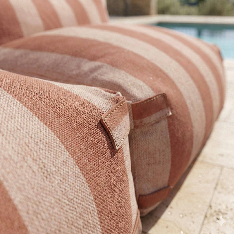 Salon de jardin modulable 2 places avec 2 chauffeuses rayées (3/7)