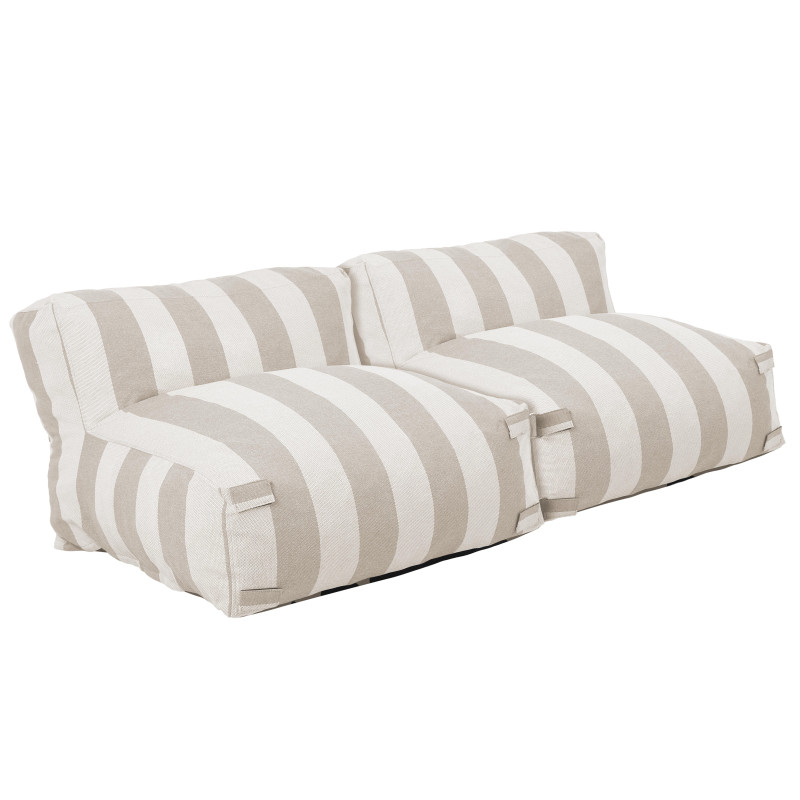 Salon de jardin modulable 2 places avec 2 chauffeuses rayées