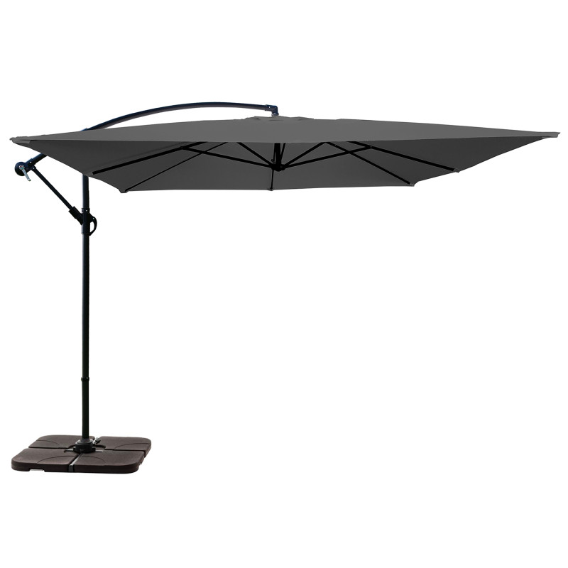 Parasol déporté 3x3 m carré et 4 dalles à lester remplissables