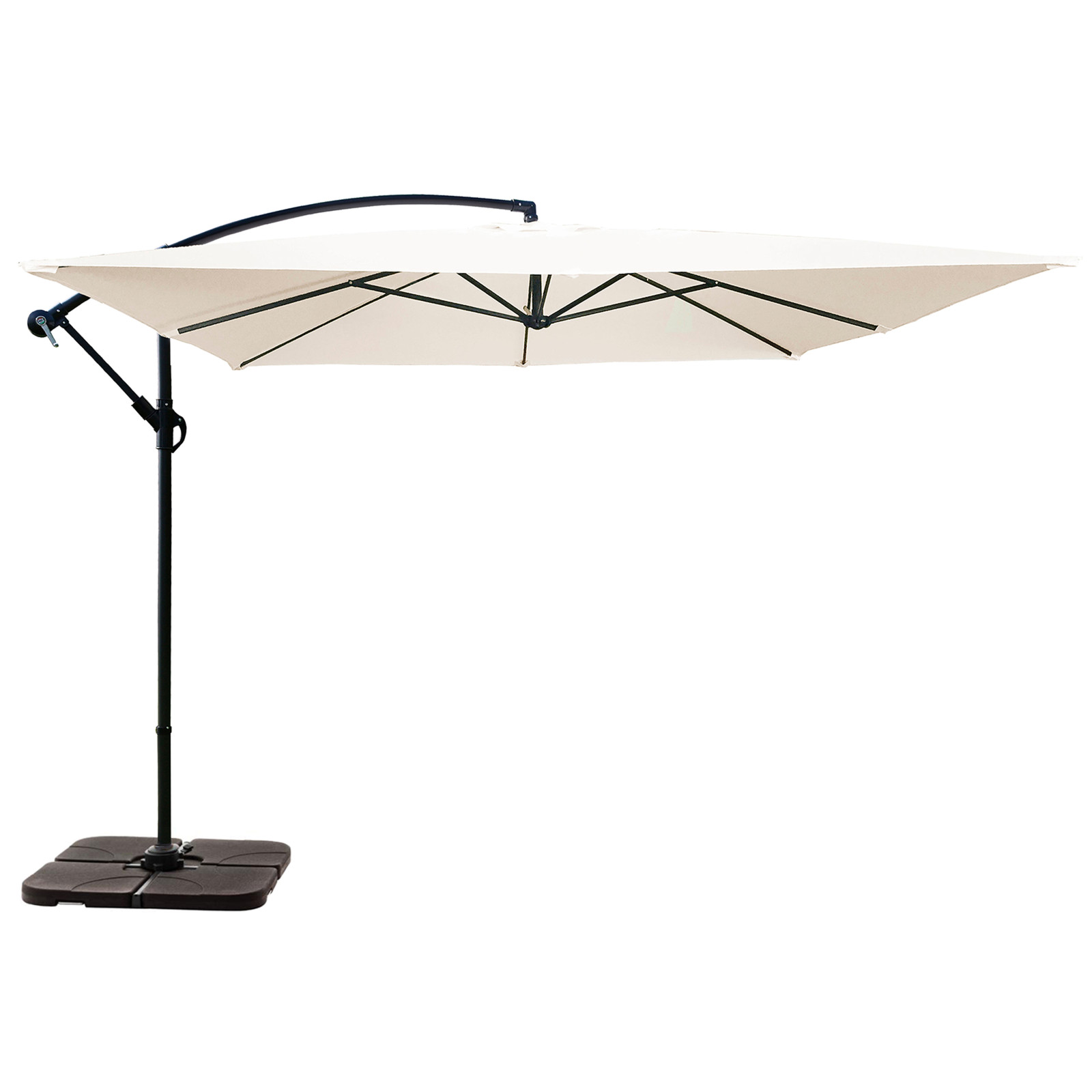 Parasol déporté 3x3 m carré et 4 dalles à lester remplissables