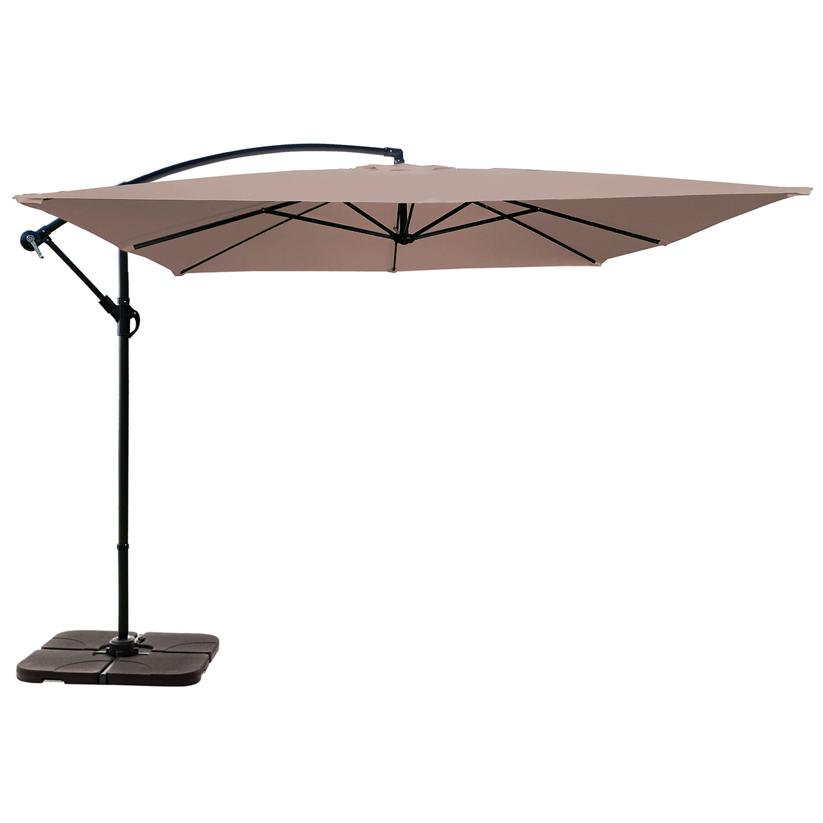 Parasol déporté 3x3 m carré et 4 dalles à lester remplissables
