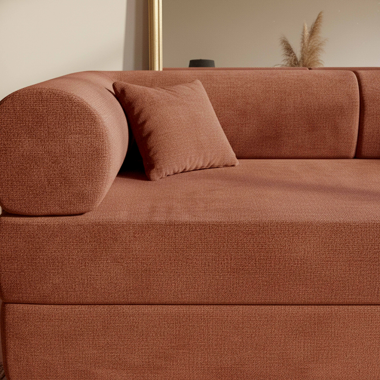 Canapé convertible 2 places en tissu avec coussins modulables