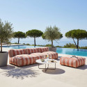 Salon de jardin modulable rayé 4 places avec 3 chauffeuses et 1 pouf
