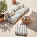 Salon de jardin modulable rayé 4 places avec 3 chauffeuses et 1 pouf