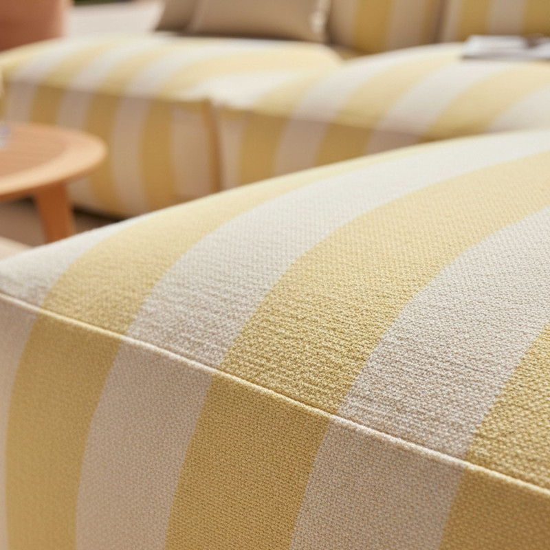 Salon de jardin modulable rayé 4 places avec 3 chauffeuses et 1 pouf (3/6)