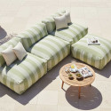 Salon de jardin modulable rayé 4 places avec 3 chauffeuses et 1 pouf