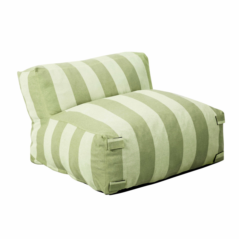 Salon de jardin modulable rayé 4 places avec 3 chauffeuses et 1 pouf (4/6)