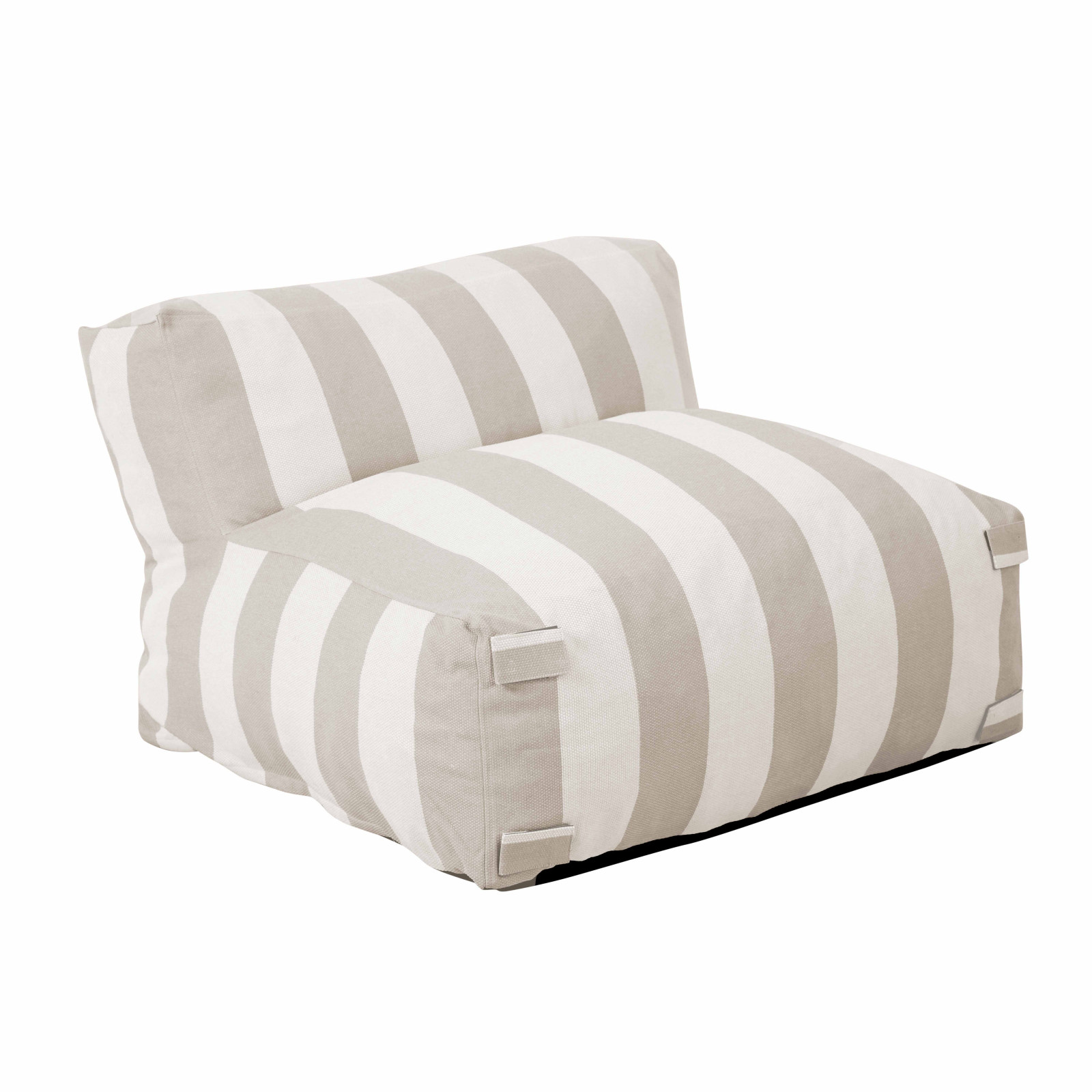 Salon de jardin modulable rayé 4 places avec 3 chauffeuses et 1 pouf