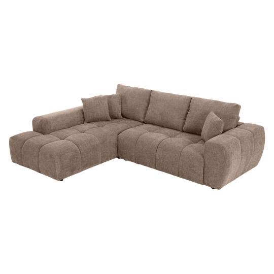 Canapé d'angle 3 places en tissu avec méridienne gauche et coussins | Oviala