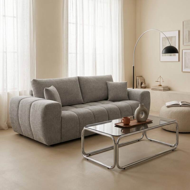 Canapé 3 places en tissu avec coussins