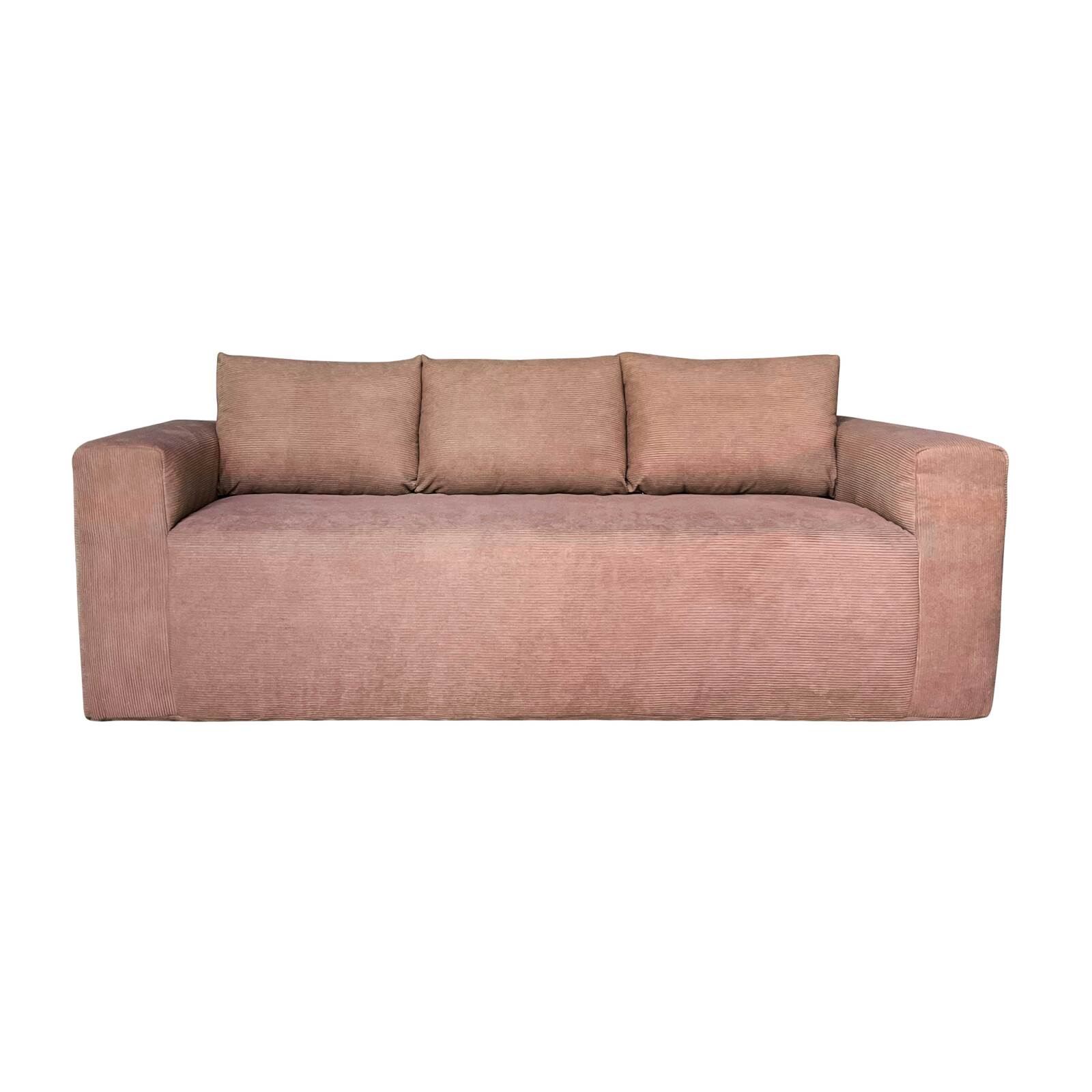 Canapé 3 places en tissu côtelé avec coussins