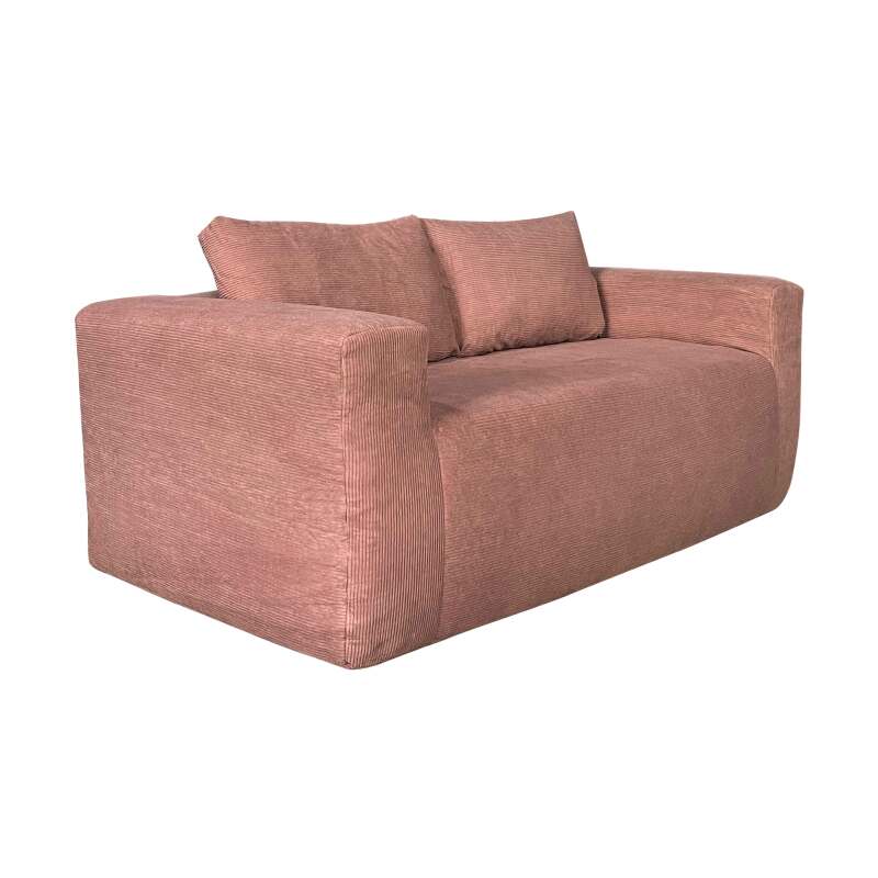 Canapé 2 places en tissu côtelé avec coussins
