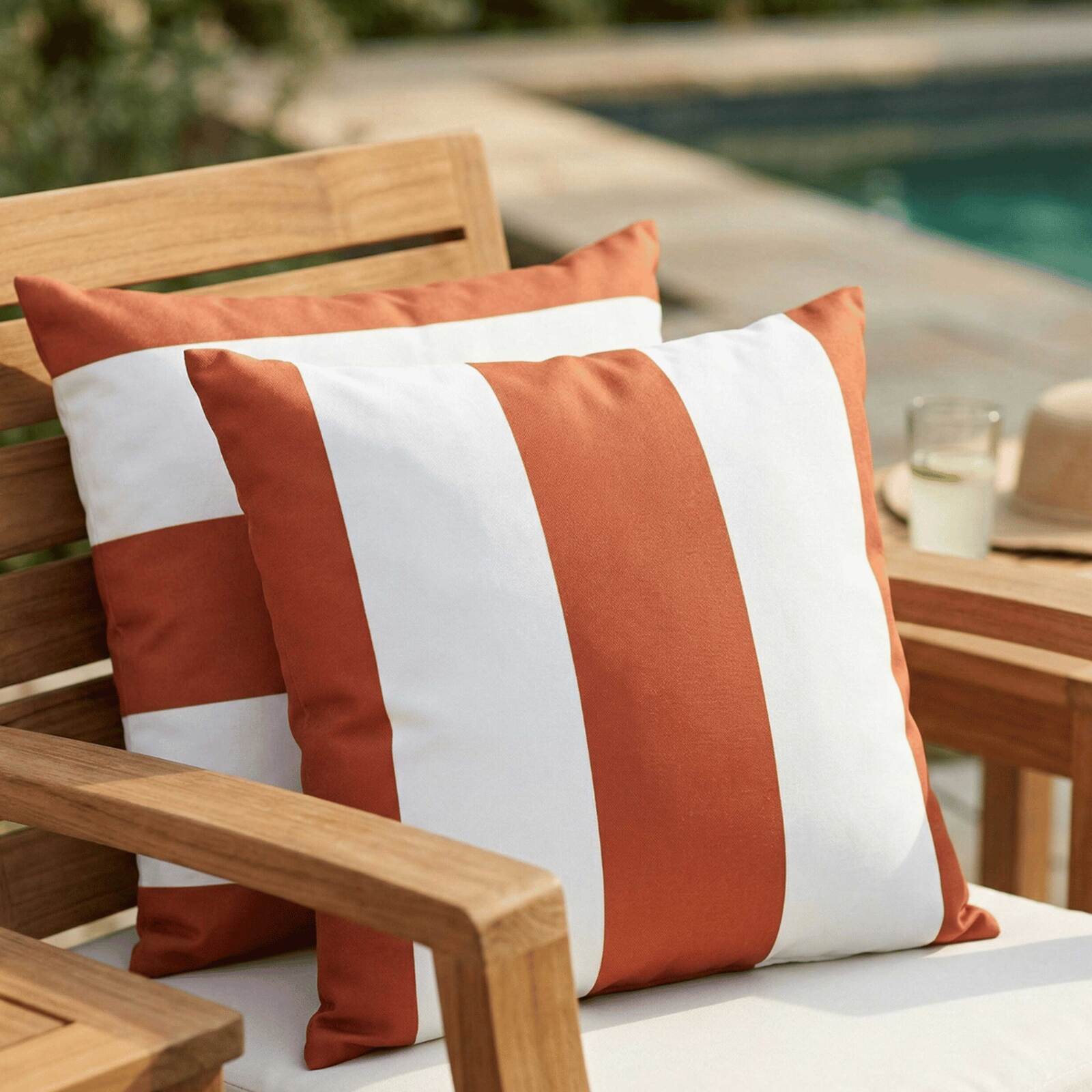 Coussins extérieurs carrés déhoussables 45x45 cm - Lot de 2