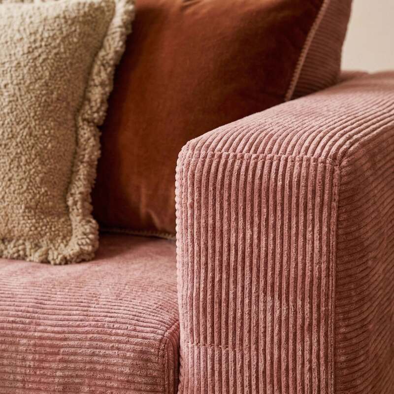 Canapé 2 places en tissu côtelé avec coussins (6/8)