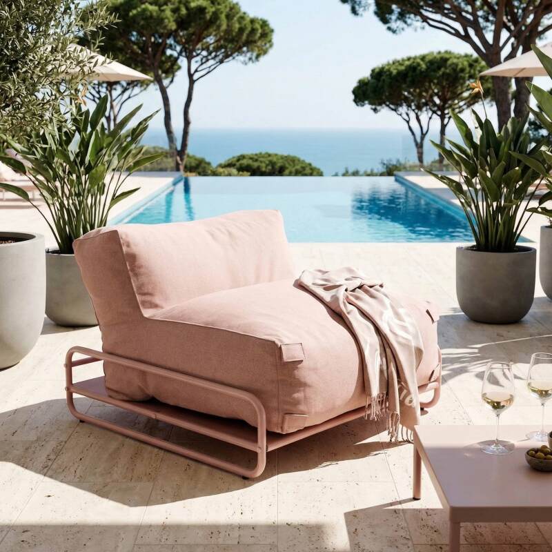 Chauffeuse pour salon de jardin modulable avec structure