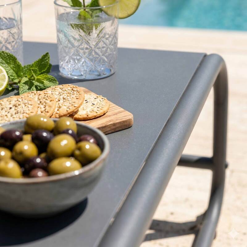 Table basse de jardin rectangulaire en métal 85x40x30 cm (2/7)