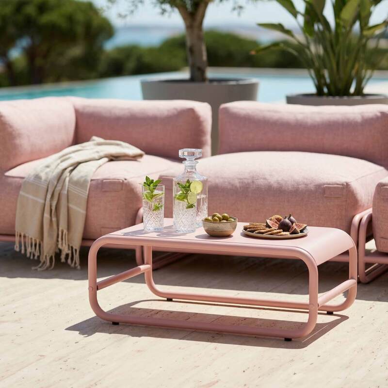 Table basse de jardin rectangulaire en métal 85x40x30 cm