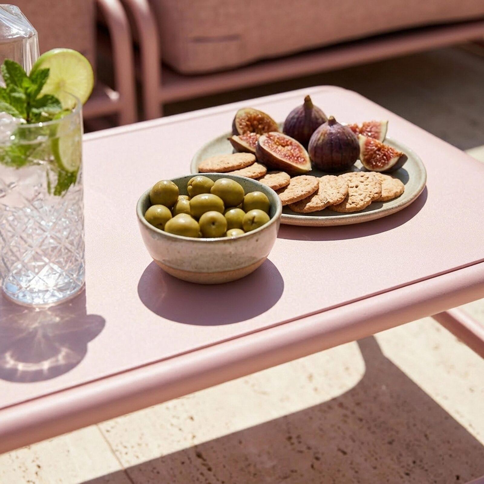 Table basse de jardin rectangulaire en métal 85x40x30 cm