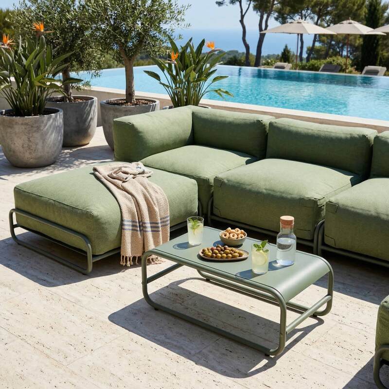 Table basse de jardin rectangulaire en métal 85x40x30 cm