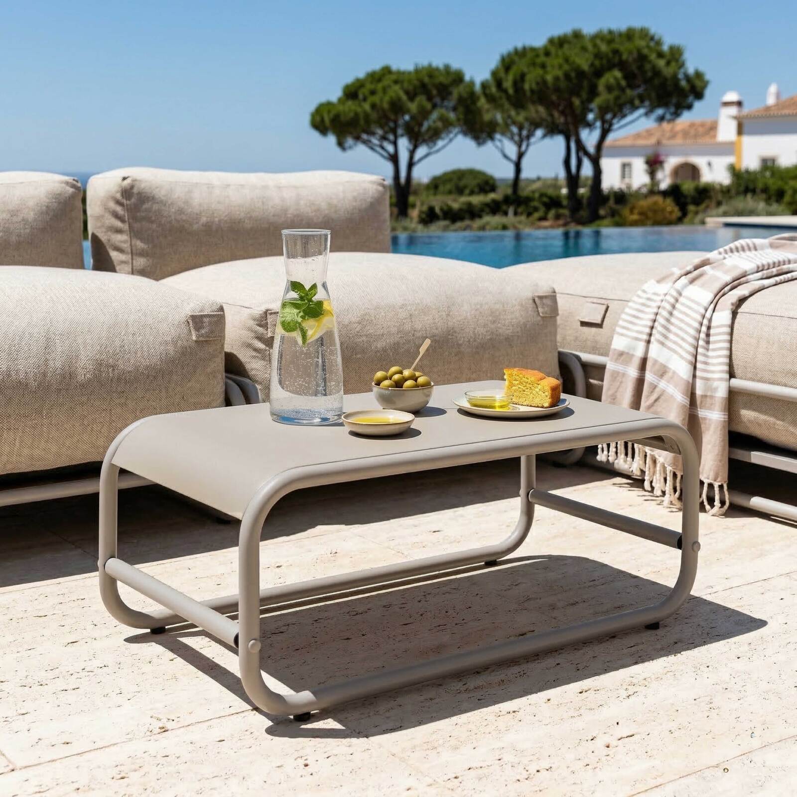 Table basse de jardin rectangulaire en métal 85x40x30 cm