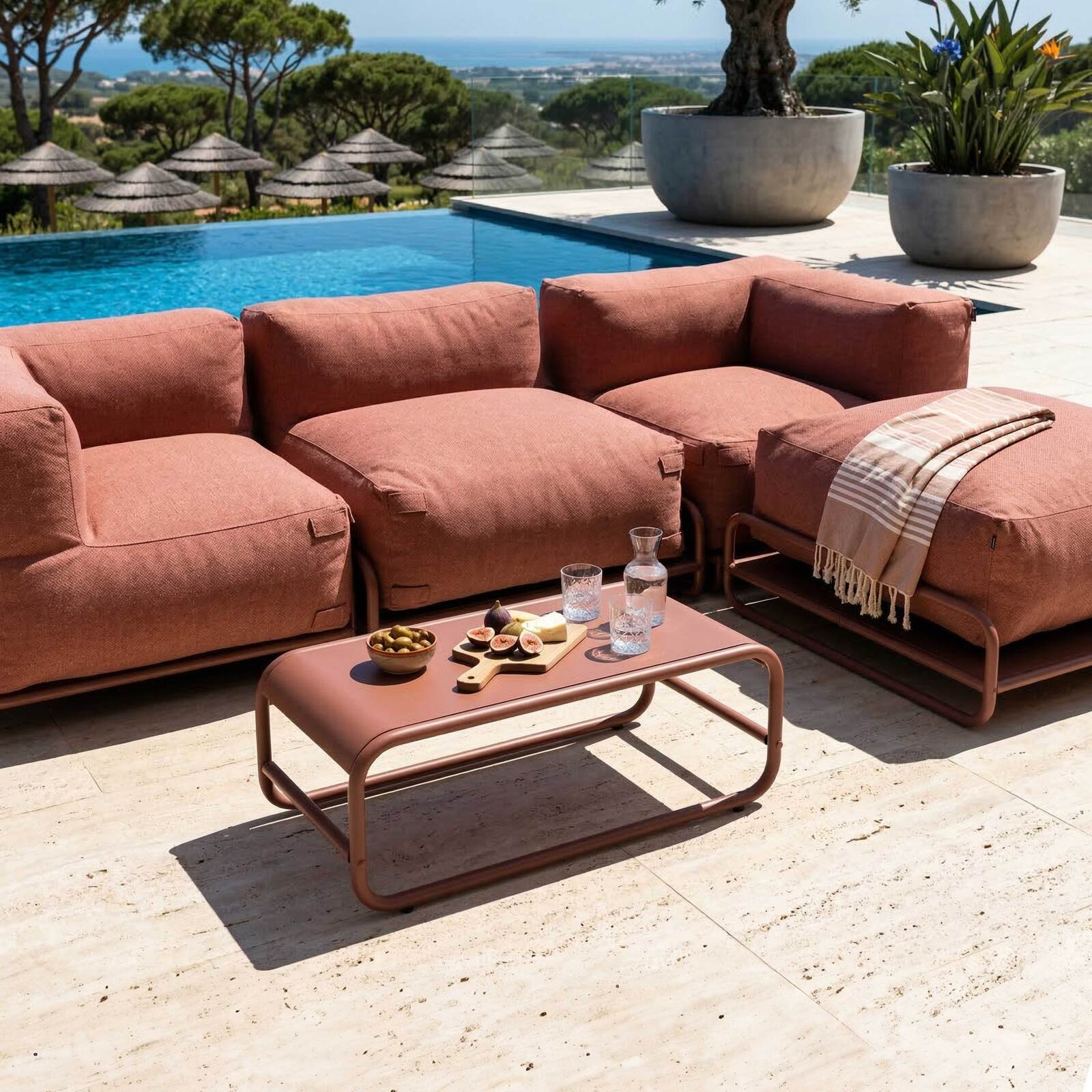 Table basse de jardin rectangulaire en métal 85x40x30 cm