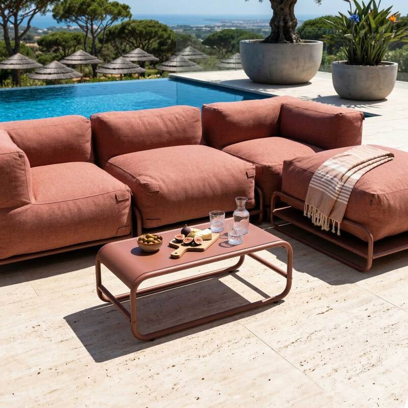 Table basse de jardin rectangulaire en métal 85x40x30 cm