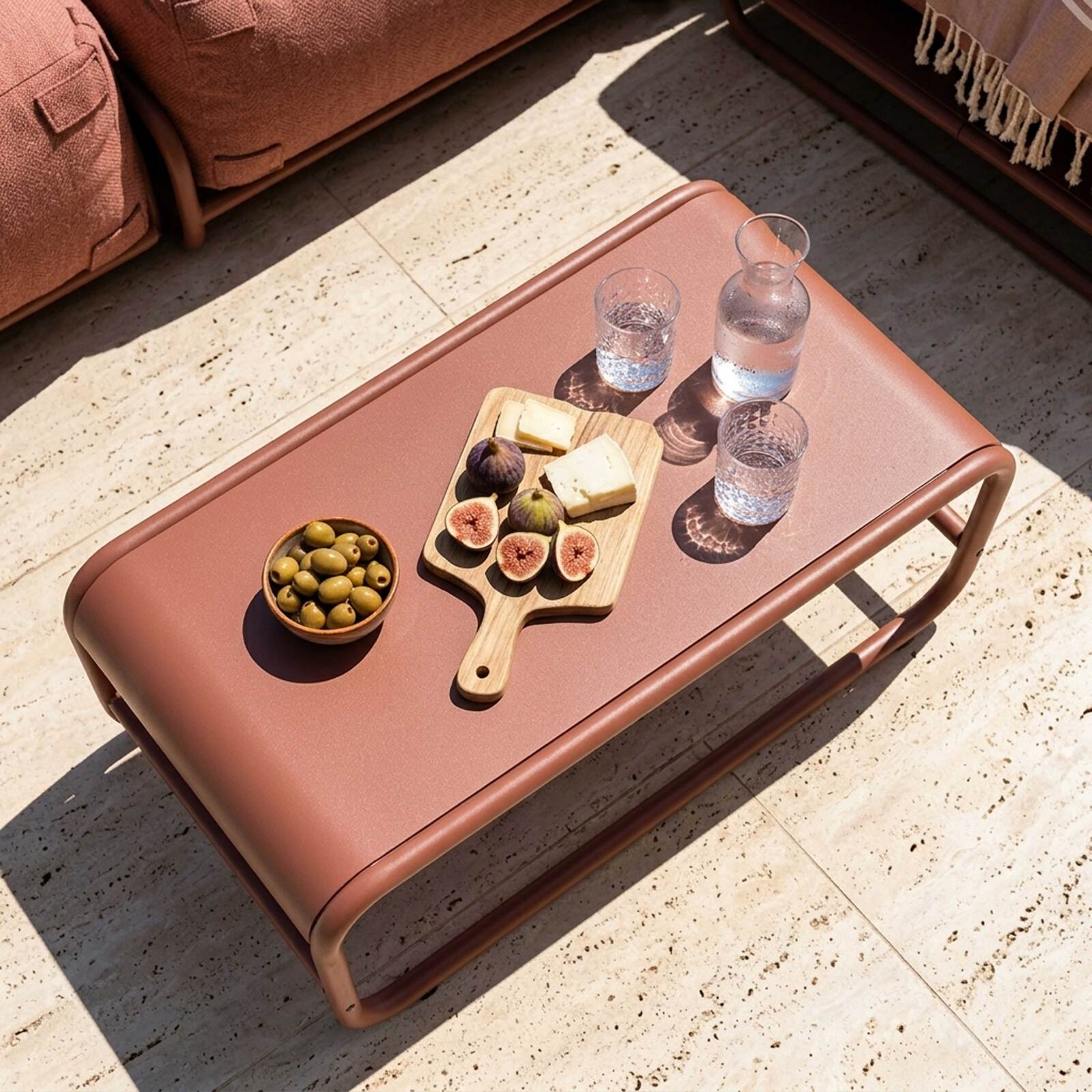 Table basse de jardin rectangulaire en métal 85x40x30 cm