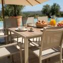 Table de jardin en aluminium et céramique effet bois 206x100 cm et 8 chaises en textilène