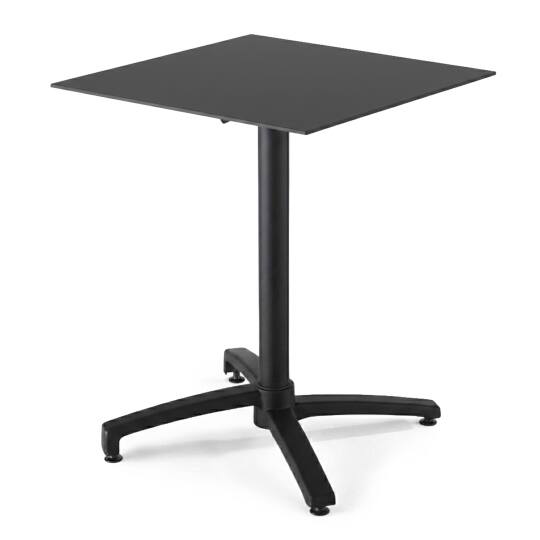 Table de jardin carrée inclinable en aluminium noir et HPL 4 personnes 70x70 cm