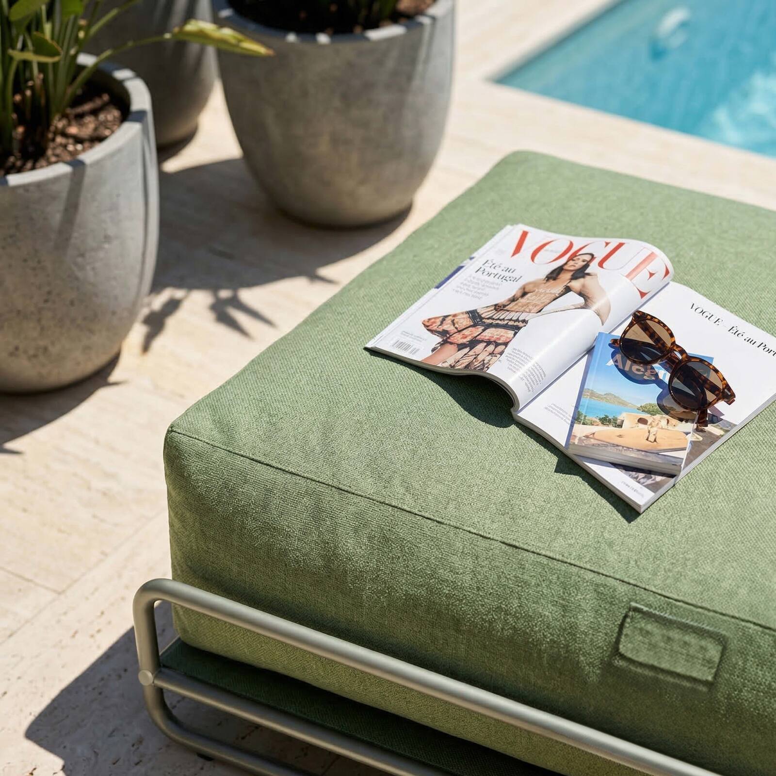 Méridienne pour salon de jardin modulable avec structure